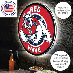 Fresno State Red Wave College Large Round Edgelite LED Decor - Collegiate Home
