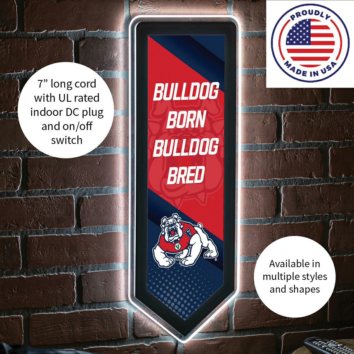 Fresno State College Pennant Glazelite LED Decor - Collegiate Home