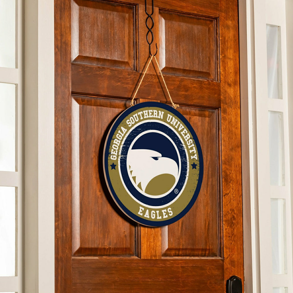 Georgia Southern University Round Door Décor with Hanging Rope, 18x18 - Collegiate Home