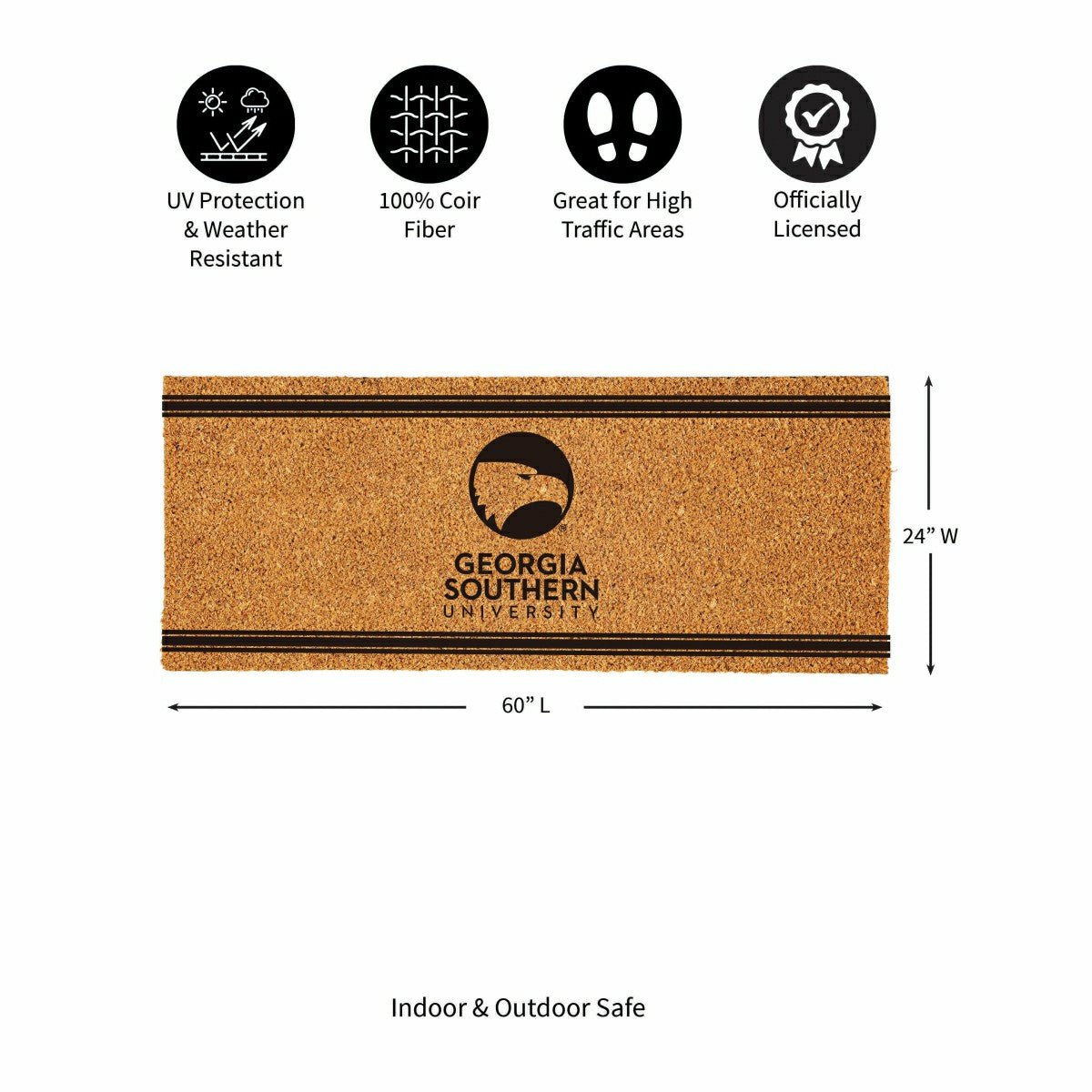 Georgia Southern University Extra Large One Color Coir Mat, 60"x24" - Collegiate
