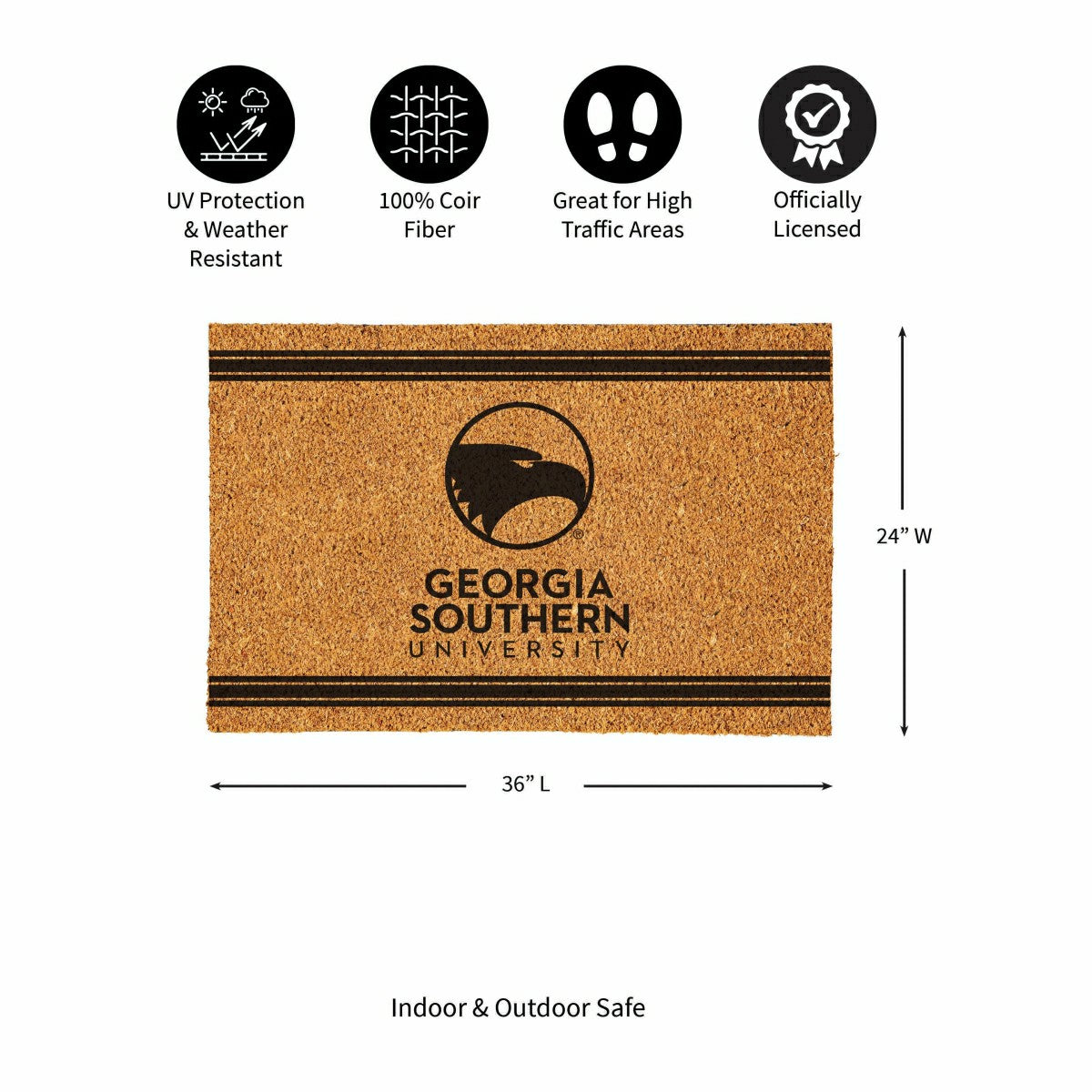 Georgia Southern University Large One Color Coir Mat, 36"x24" - Collegiate