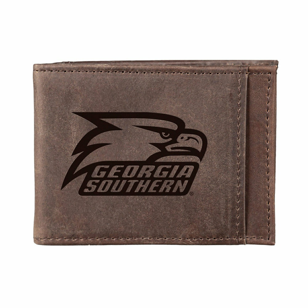 Front Pocket Wallet w/ RFID Blocking, Georgia Southern, Brown - Collegiate Home