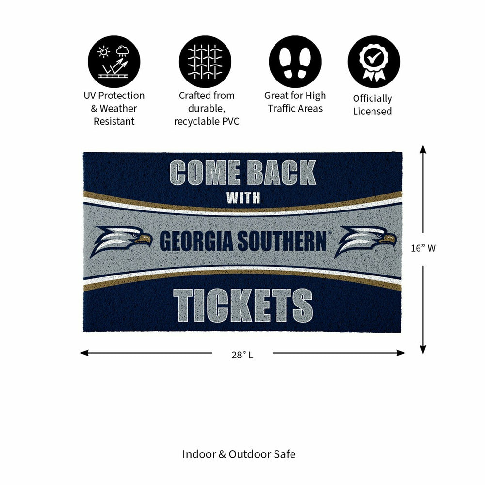 28" x 16" PVC Trapper Mat, Come Back with Tickets, Georgia Southern Un - Collegiate