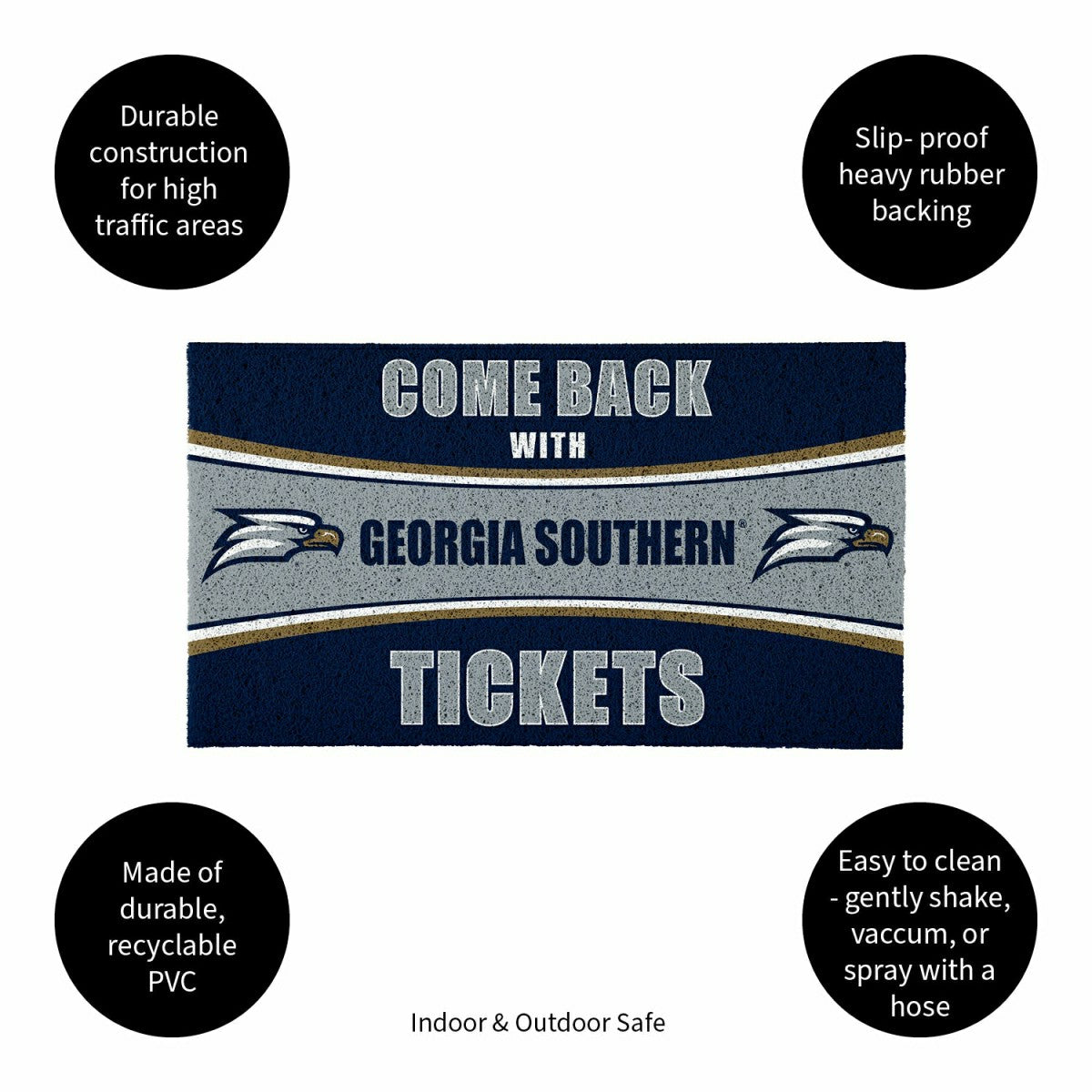 28" x 16" PVC Trapper Mat, Come Back with Tickets, Georgia Southern Un - Collegiate