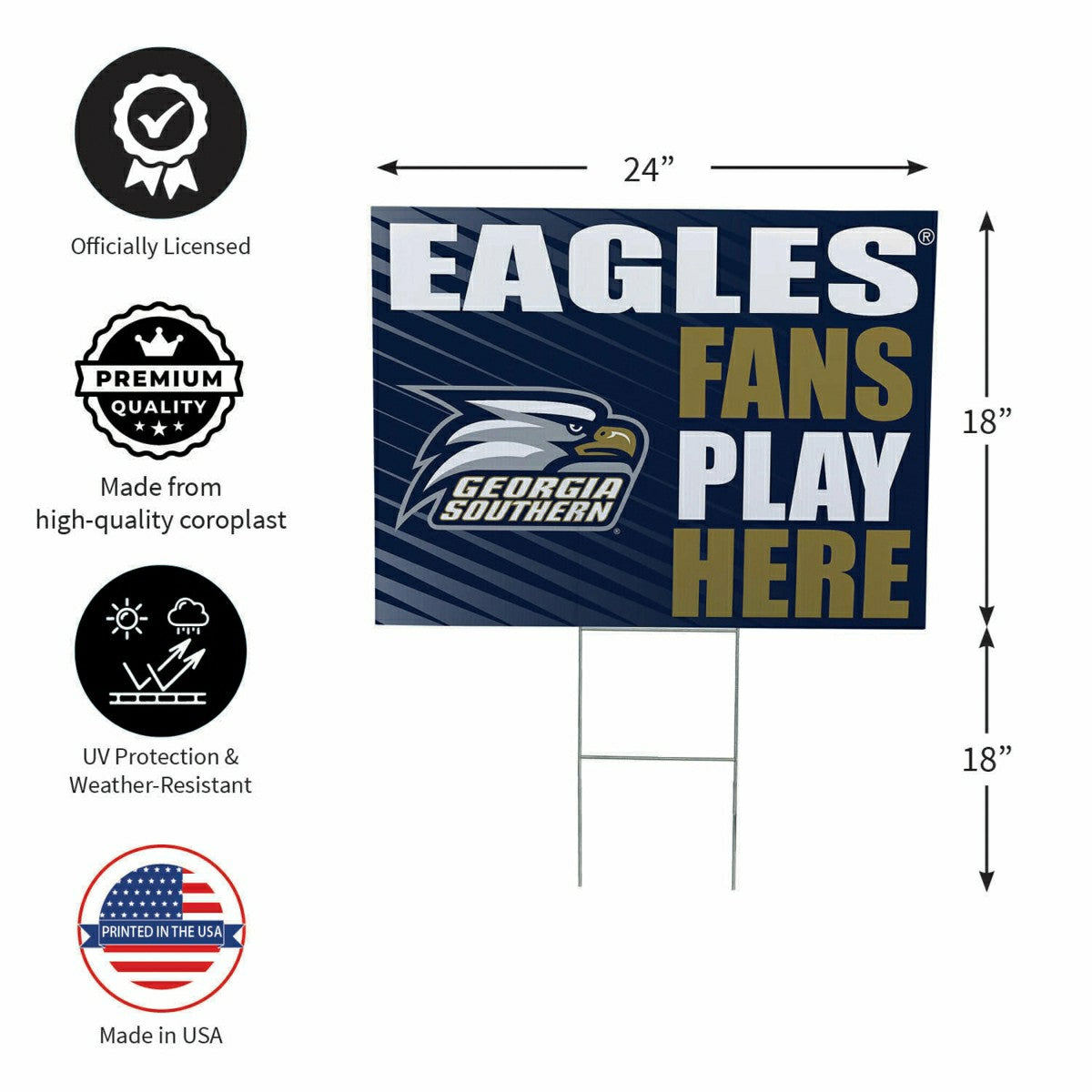 Georgia Southern University Coroplast Yard Sign "Fans Play Here" - Collegiate Home