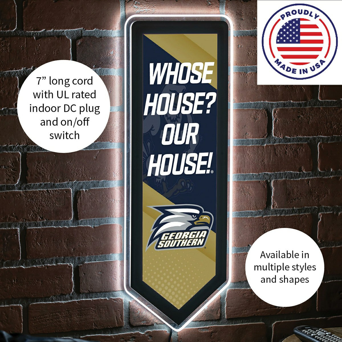 LED Wall Decor, Pennant, Georgia Southern University - Collegiate Home