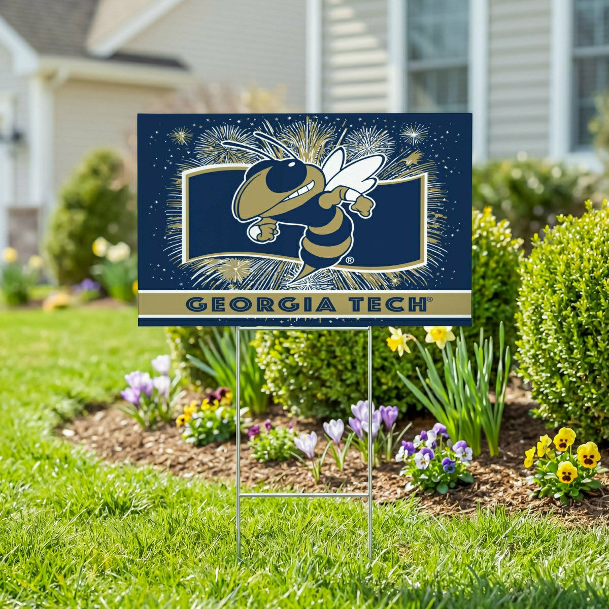 Georgia Tech Yard Sign, Patriotic - Collegiate Home