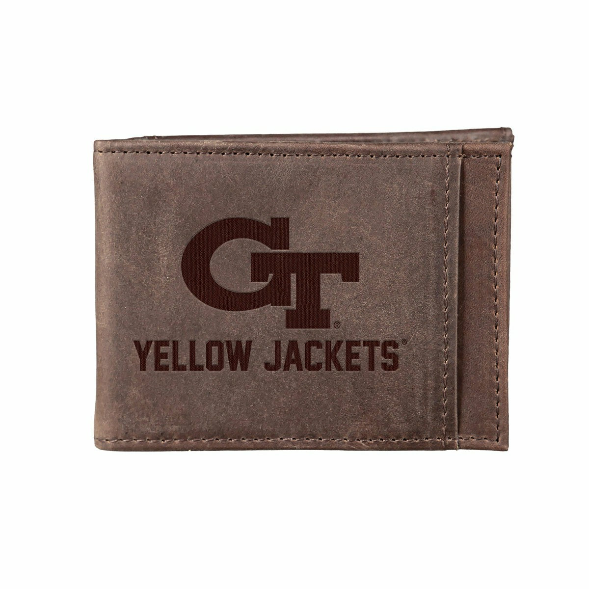 Front Pocket Wallet w/ RFID Blocking, Georgia Tech, Brown - Collegiate Home