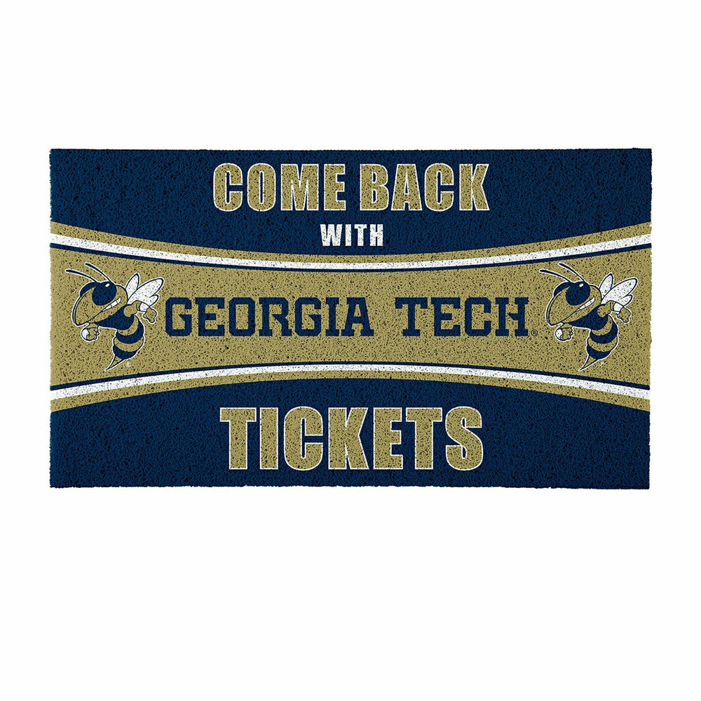 28" x 16" PVC Trapper Mat, Come Back with Tickets, Georgia Tech - Collegiate