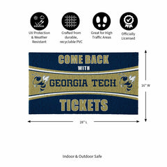 28" x 16" PVC Trapper Mat, Come Back with Tickets, Georgia Tech - Collegiate