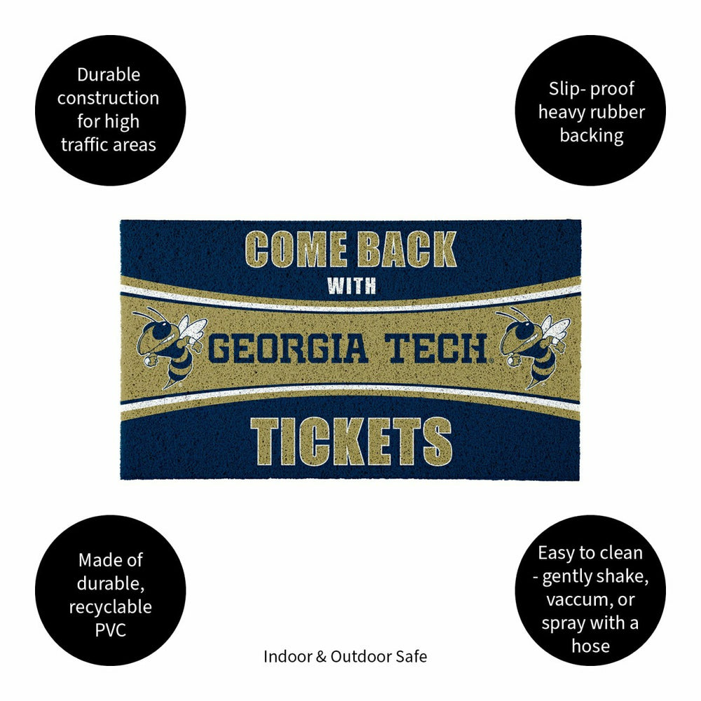28" x 16" PVC Trapper Mat, Come Back with Tickets, Georgia Tech - Collegiate