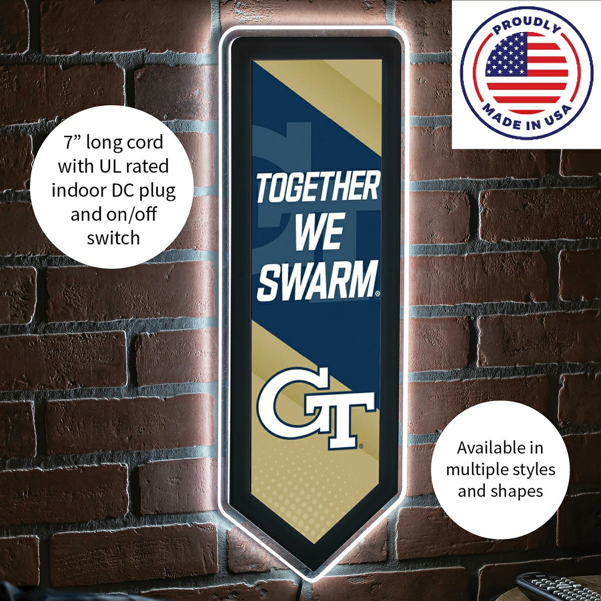 LED Wall Decor, Pennant, Georgia Tech - Collegiate Home