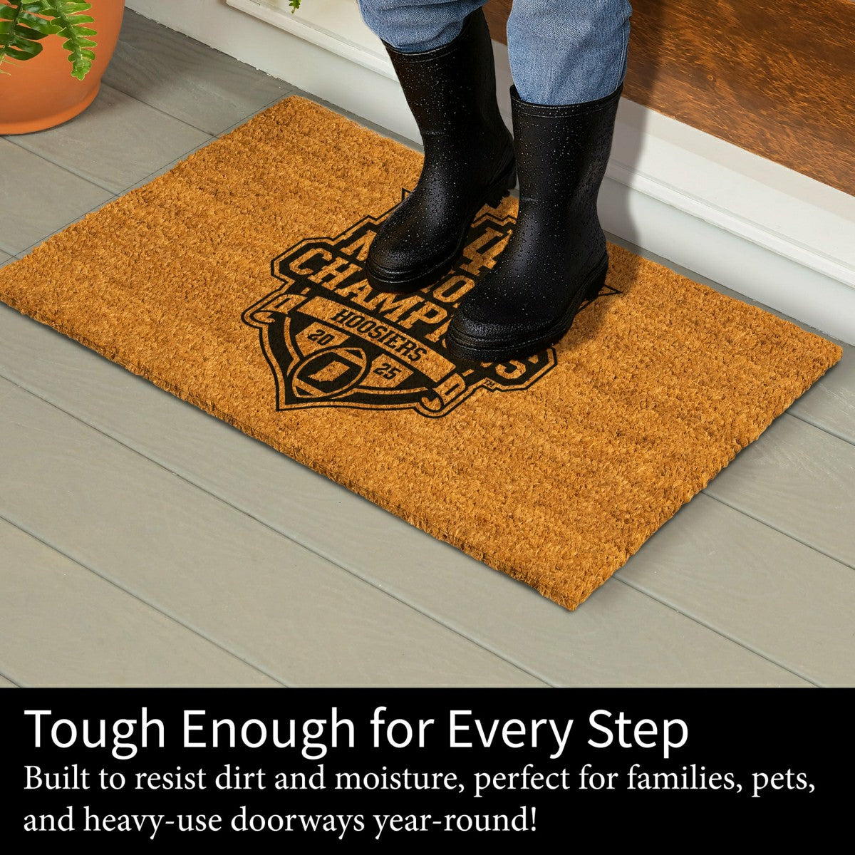 Indiana University, Div 1 Champs, Coir Mat, One Color - Collegiate