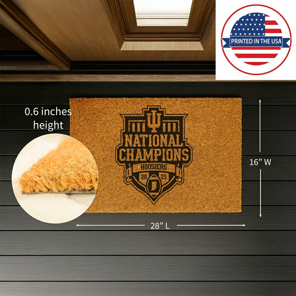 Indiana University, Div 1 Champs, Coir Mat, One Color - Collegiate
