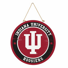 Indiana University Round Door Décor with Hanging Rope, 18x18 - Collegiate Home