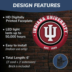 Indiana University, Metal Lite, Round - Collegiate