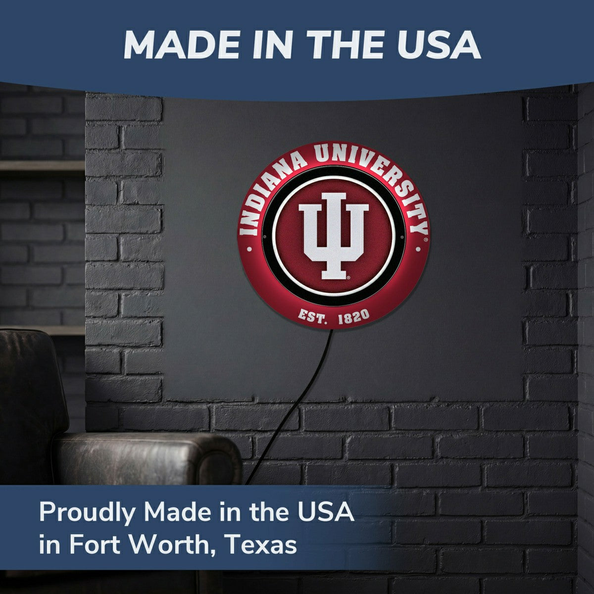 Indiana University, Metal Lite, Round - Collegiate