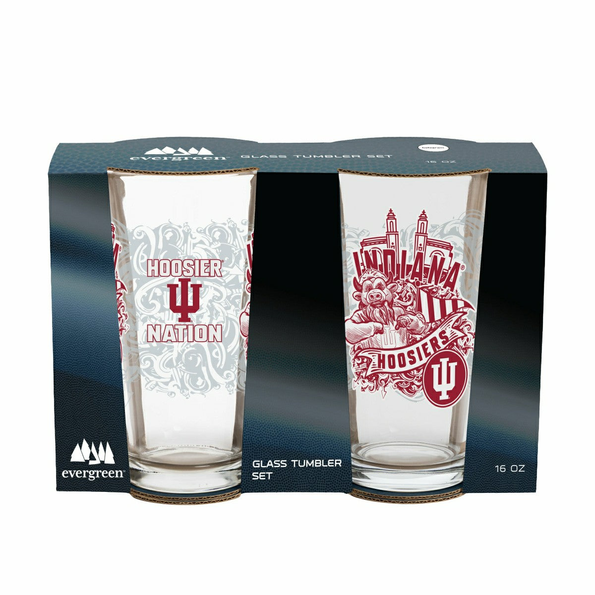 Indiana University 16oz Glass pint, Set of 2 - Collegiate Home