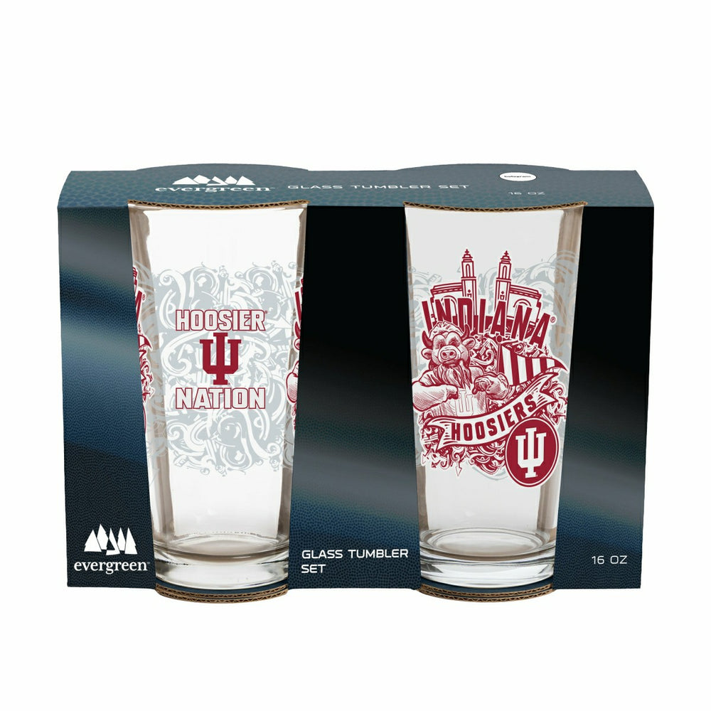 Indiana University 16oz Glass pint, Set of 2 - Collegiate Home