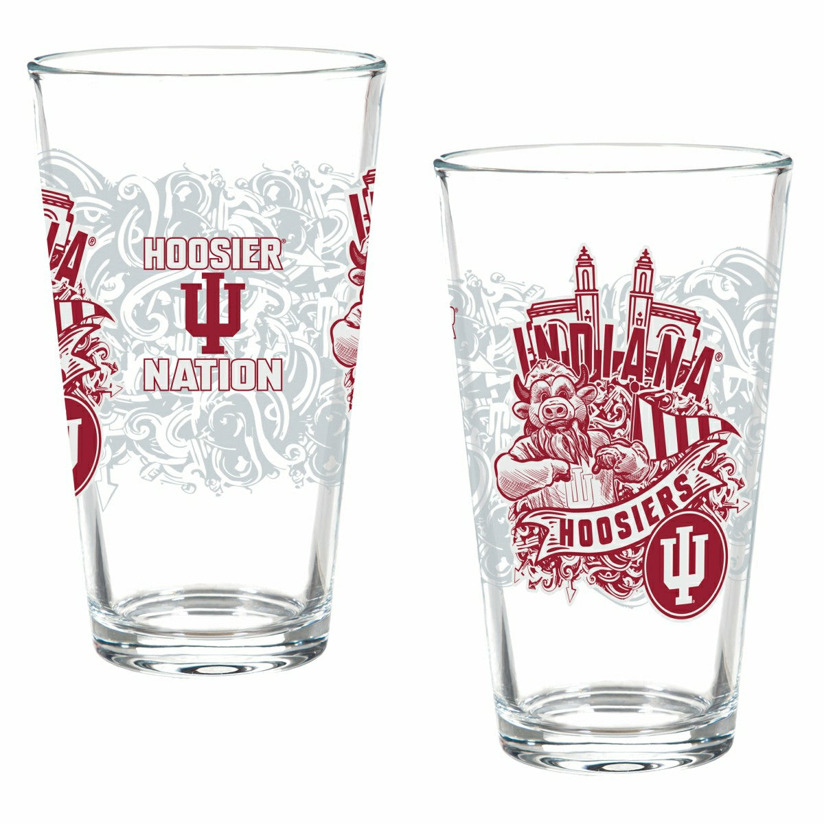 Indiana University 16oz Glass pint, Set of 2 - Collegiate Home