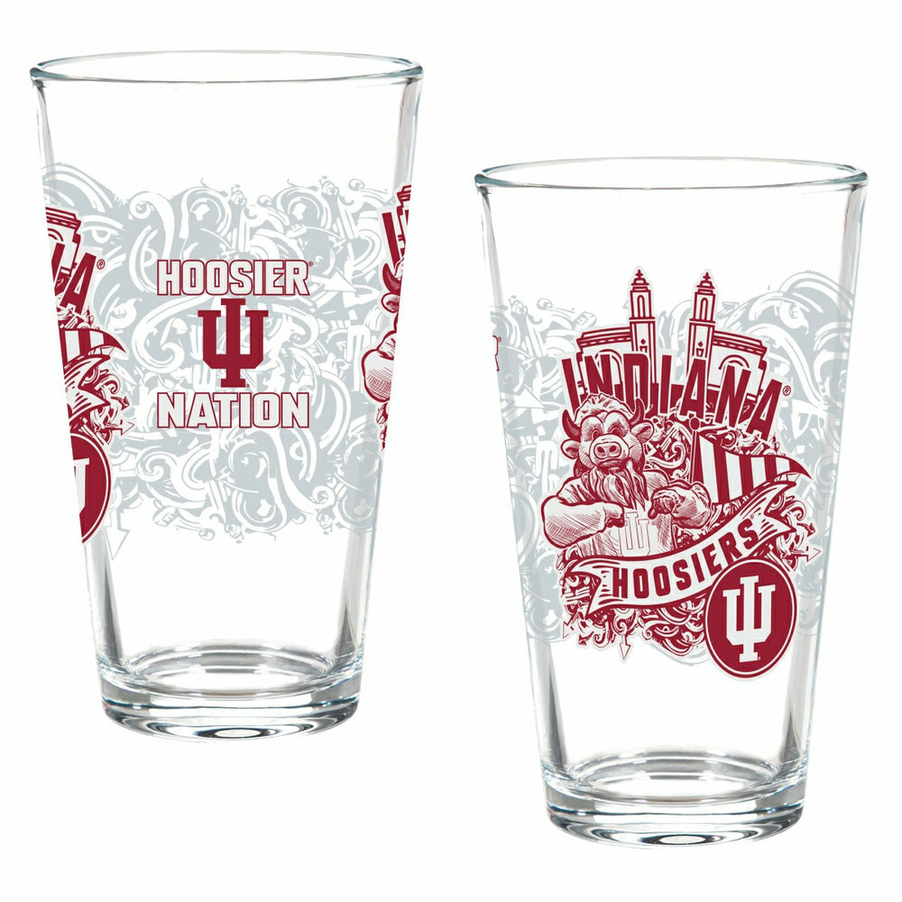 Indiana University 16oz Glass pint, Set of 2 - Collegiate Home