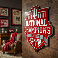 Indiana University, Div 1 Champs, Layered Metal Wall Art - Collegiate Home