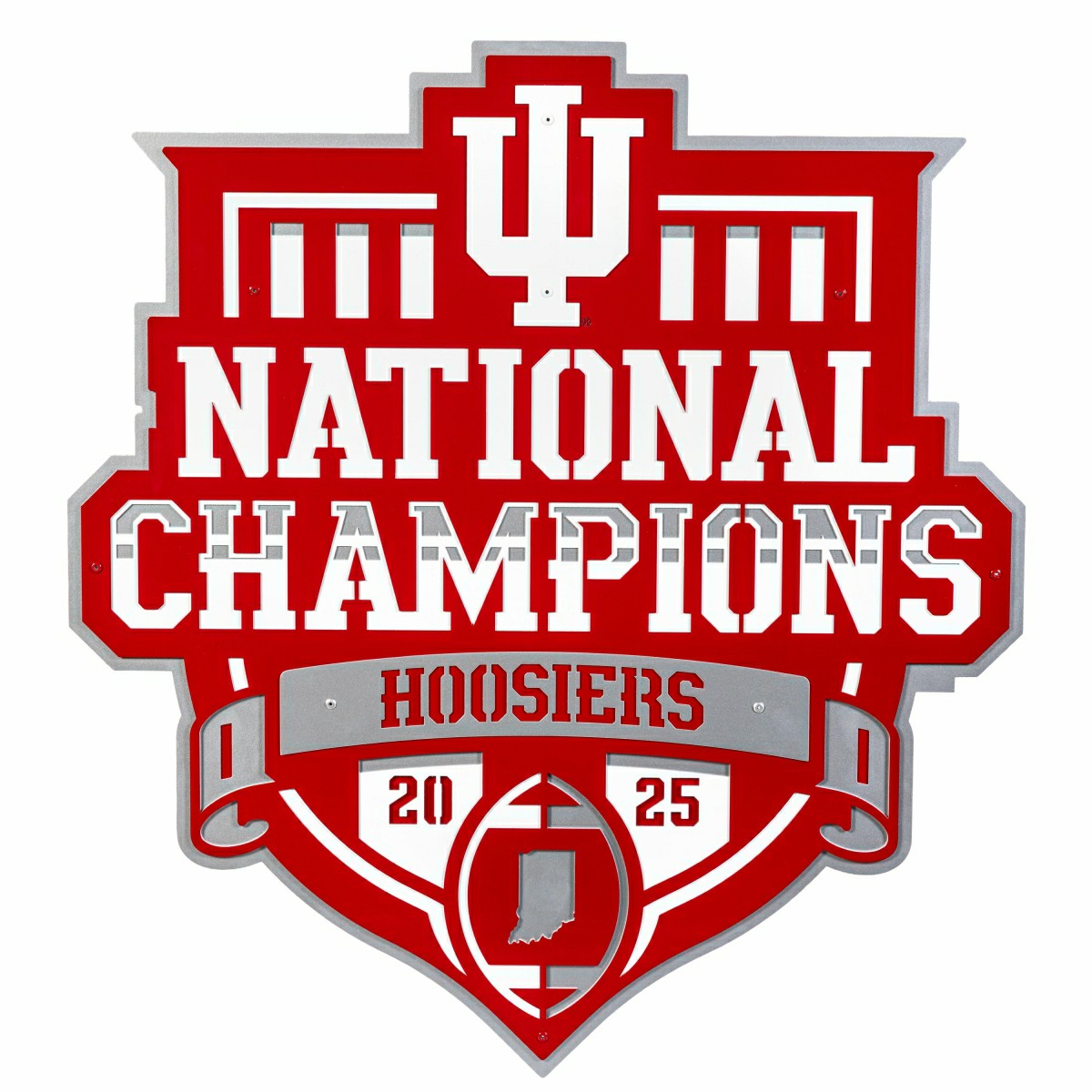 Indiana University, Div 1 Champs, Layered Metal Wall Art - Collegiate Home