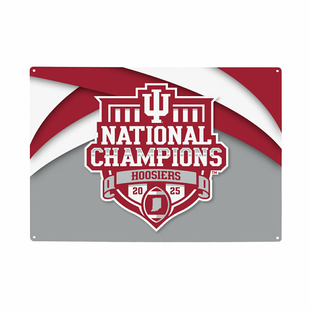 Indiana University, Div 1 Champs, 15.5"L x 11.5"H Medium Metal Wall Si - Collegiate Home