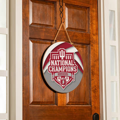 Indiana University, Div 1 Champs, Round Door Decor with Hanging Rope,  - Collegiate Home