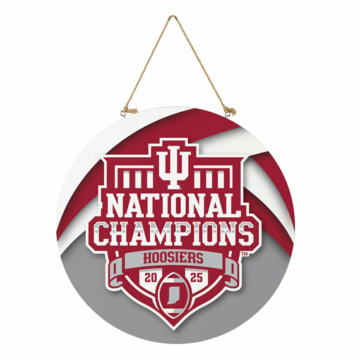 Indiana University, Div 1 Champs, Round Door Decor with Hanging Rope,  - Collegiate Home