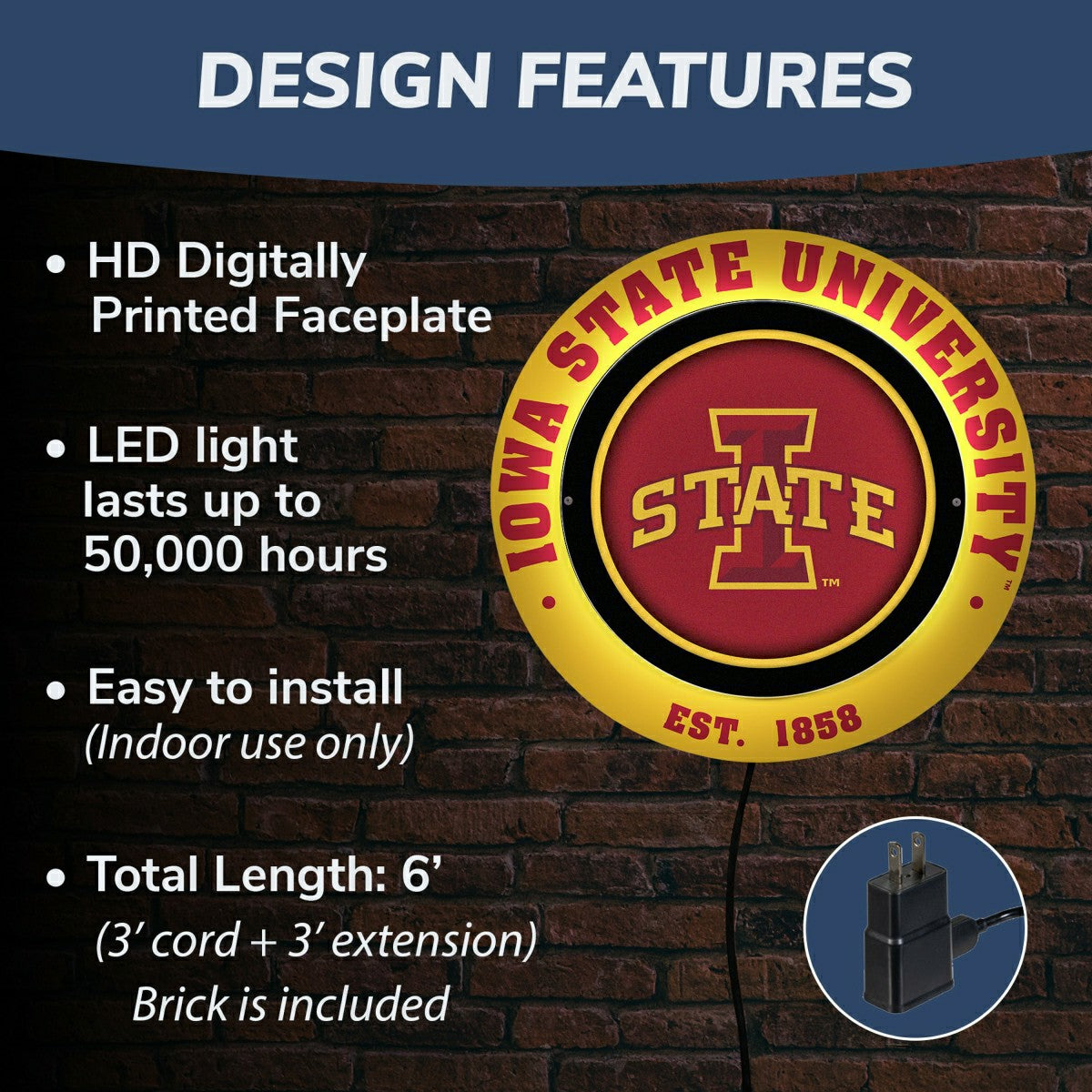 Iowa State University, Metal Lite, Round - Collegiate