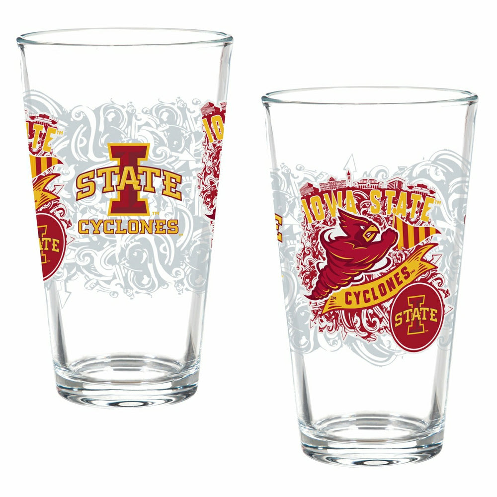 Iowa State University 16oz Glass pint, Set of 2 - Collegiate Home