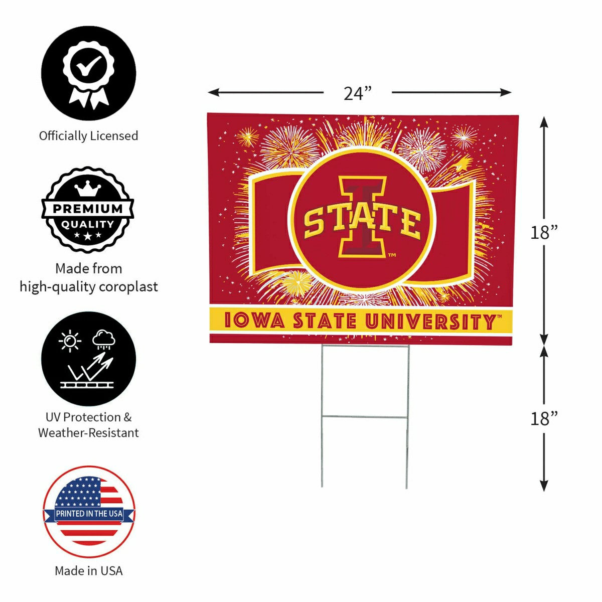Iowa State University Yard Sign, Patriotic - Collegiate Home