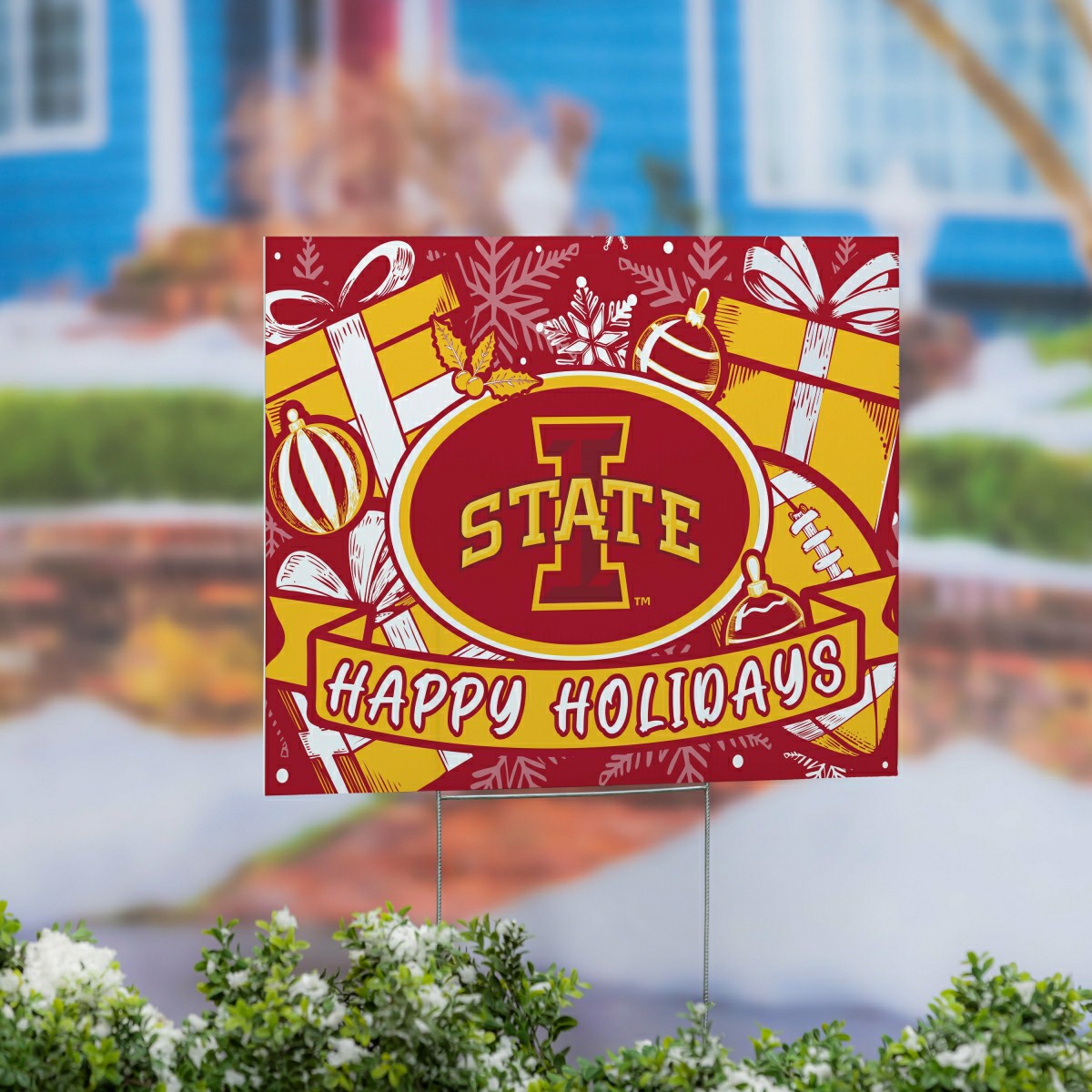 Iowa State University Yard Sign, Holiday - Collegiate Home