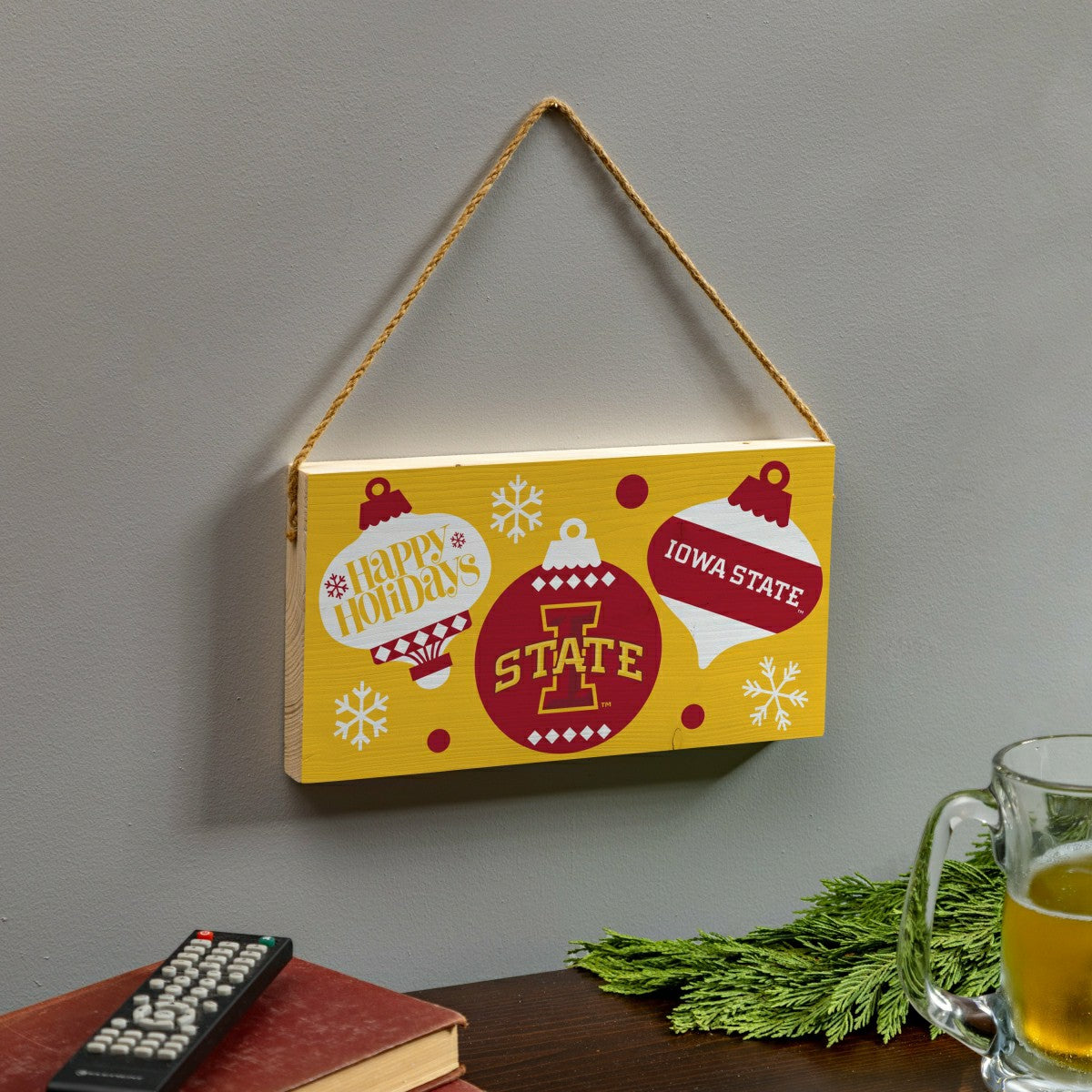 Iowa State University Holiday Wood Wall Sign, 6x11 - Collegiate Home
