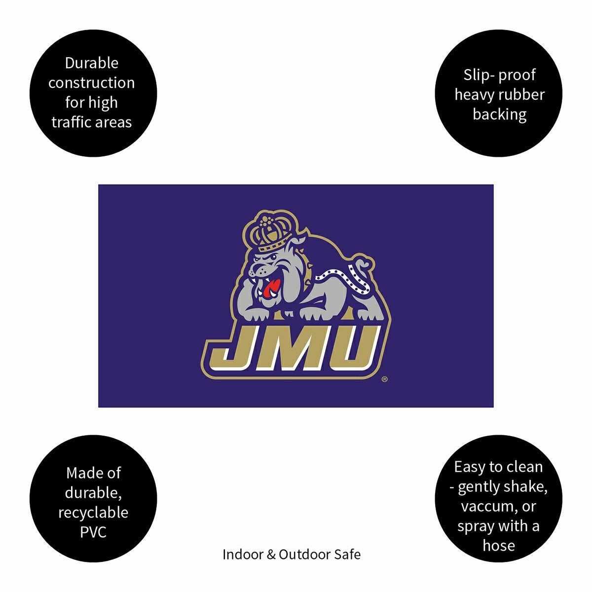 Full Color PVC Mat, 16" x 28", James Madison University - Collegiate