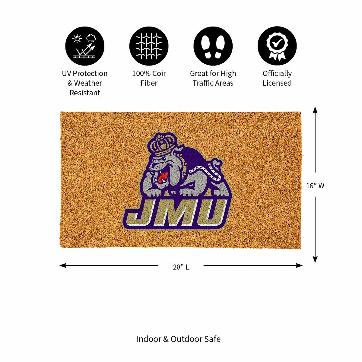 Coir Mat, 16"x28", James Madison University - Collegiate