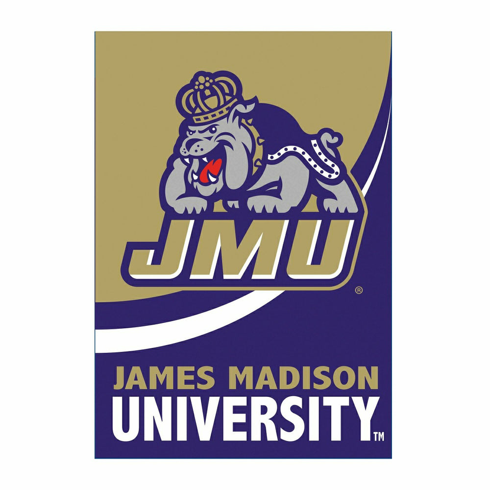 James Madison University Burlap Flag House Size - Collegiate Home