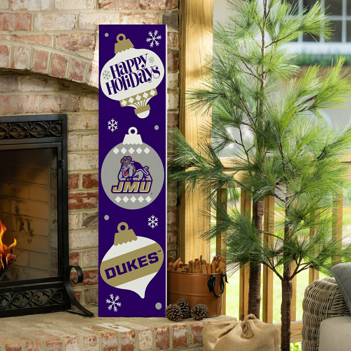 47" Double Sided Leaner, James Madison University, Christmas - Collegiate Home