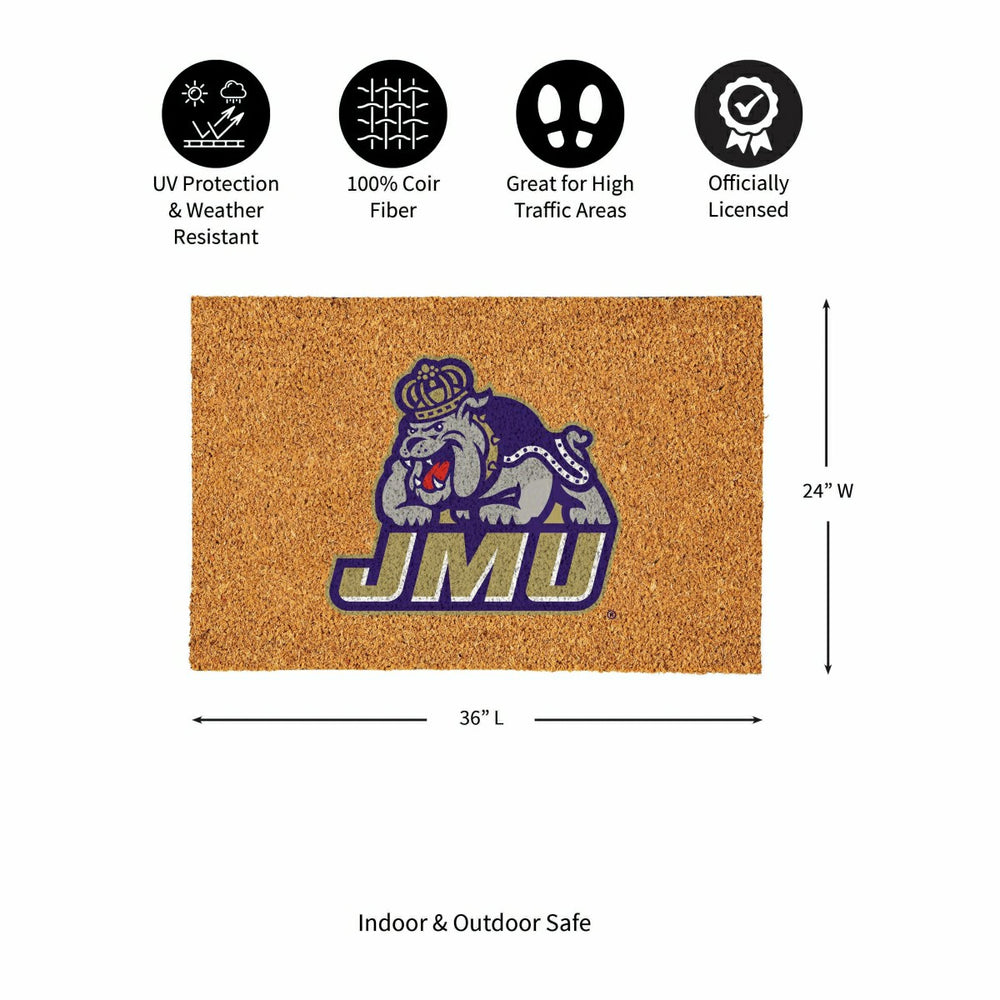 James Madison University Large Full Color Coir Mat, 36"x24" - Collegiate