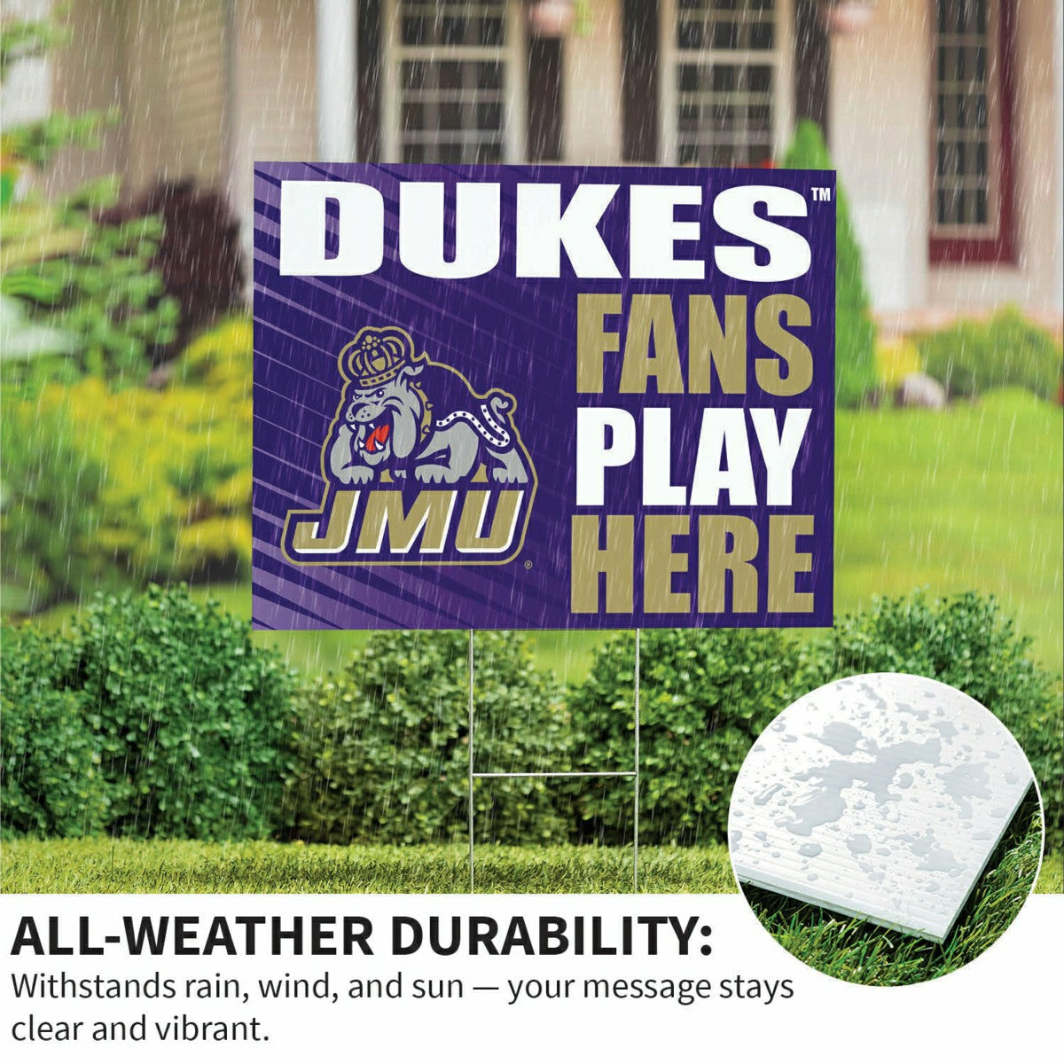 James Madison University Coroplast Yard Sign "Fans Play Here" - Collegiate Home