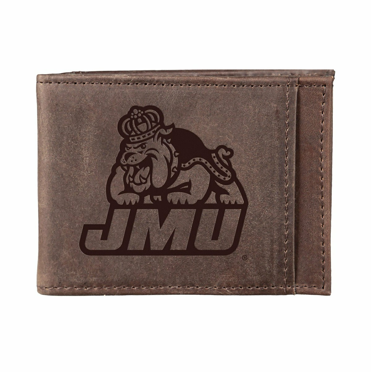 Front Pocket Wallet w/ RFID Blocking, James Madison University, Brown - Collegiate Home
