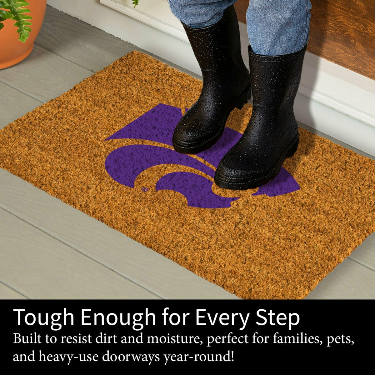 Coir Mat, 16"x28", Kansas State University - Collegiate