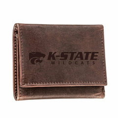 Kansas State University, Tri-Fold Wallet, Brown, CH, 100% Genuine Leat - Collegiate Home