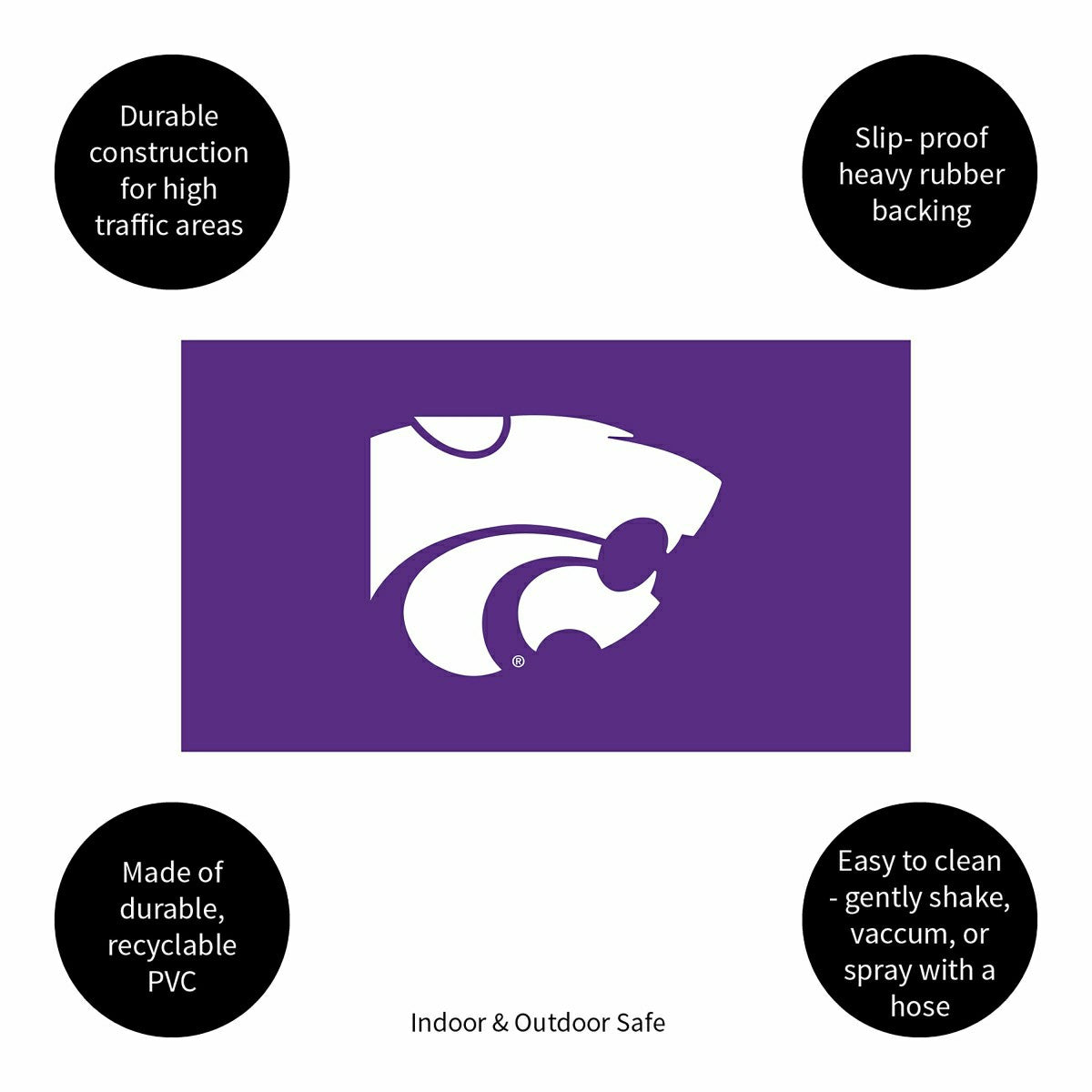 Full Color PVC Mat, 16" x 28", Kansas State University - Collegiate