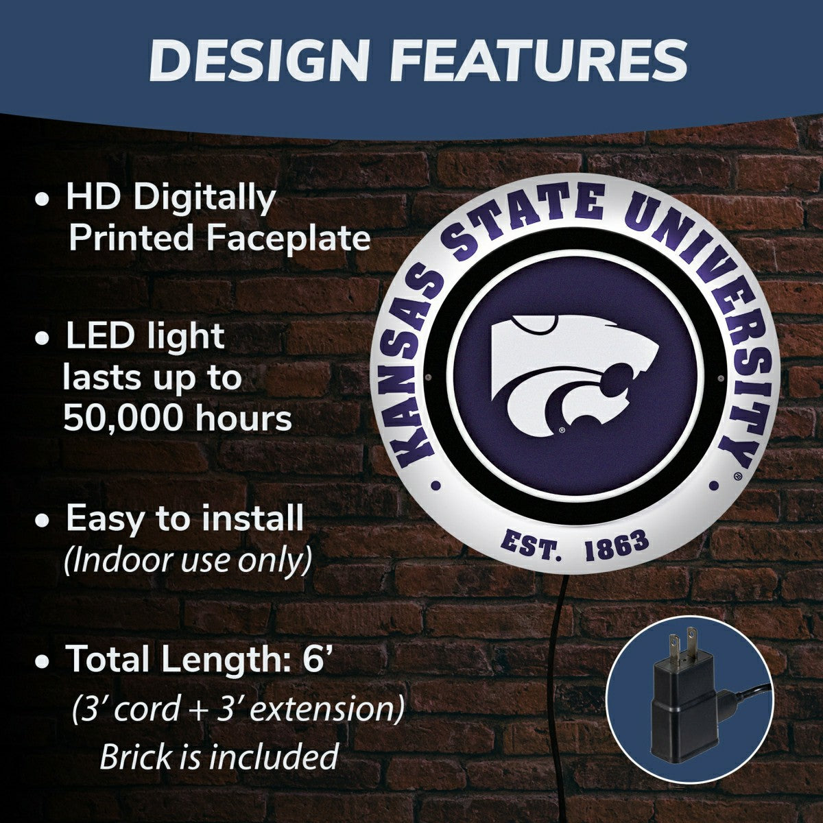 Kansas State University, Metal Lite, Round - Collegiate