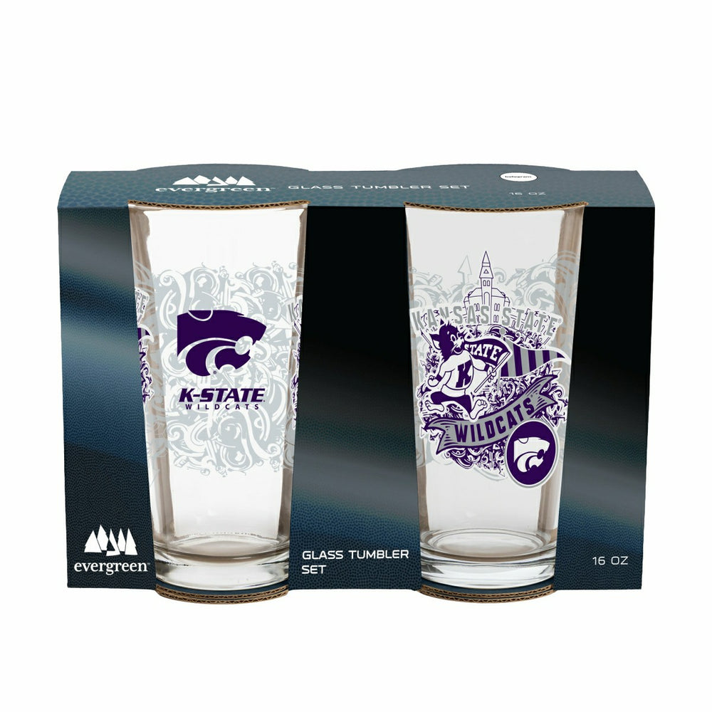 Kansas State University 16oz Glass pint, Set of 2 - Collegiate Home