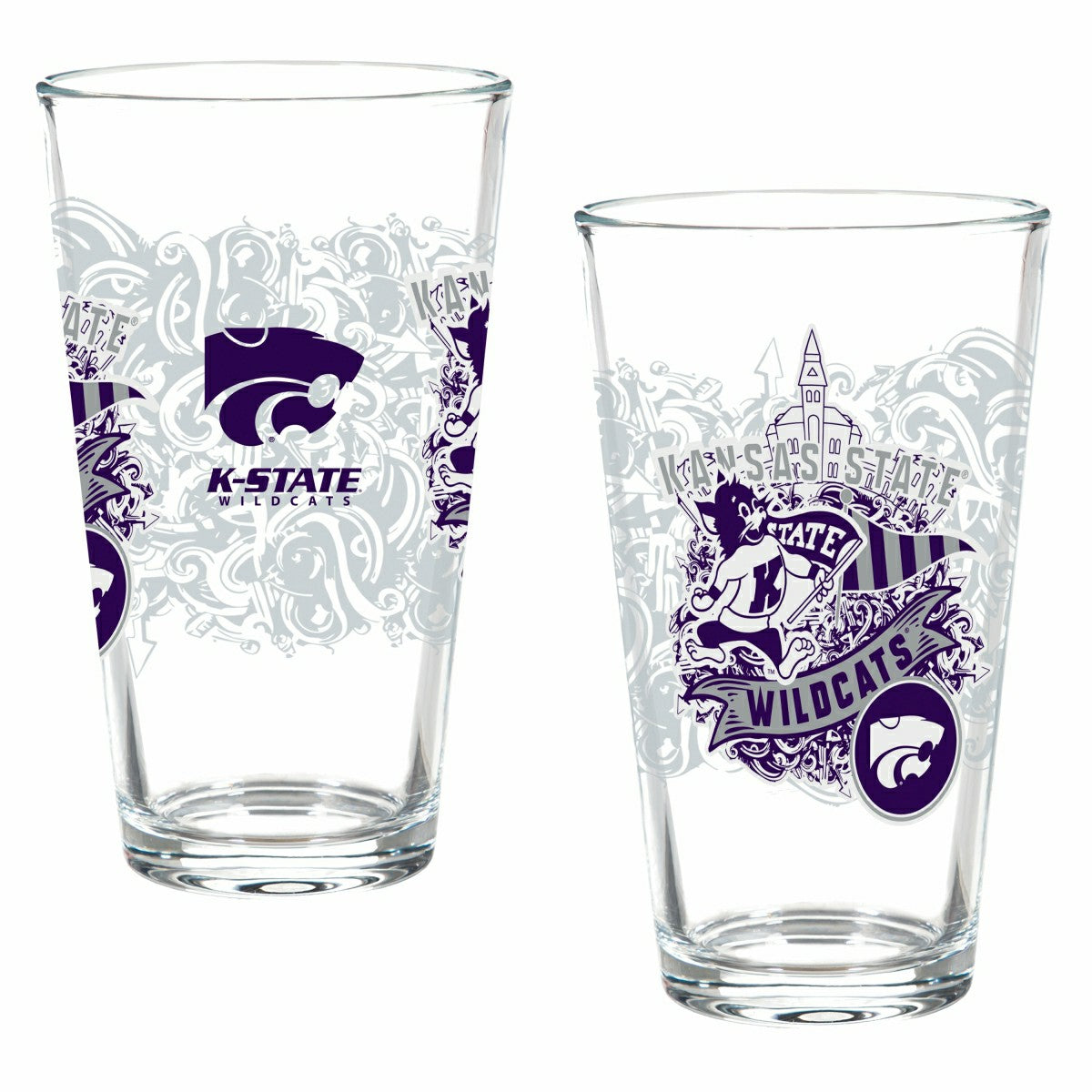 Kansas State University 16oz Glass pint, Set of 2 - Collegiate Home