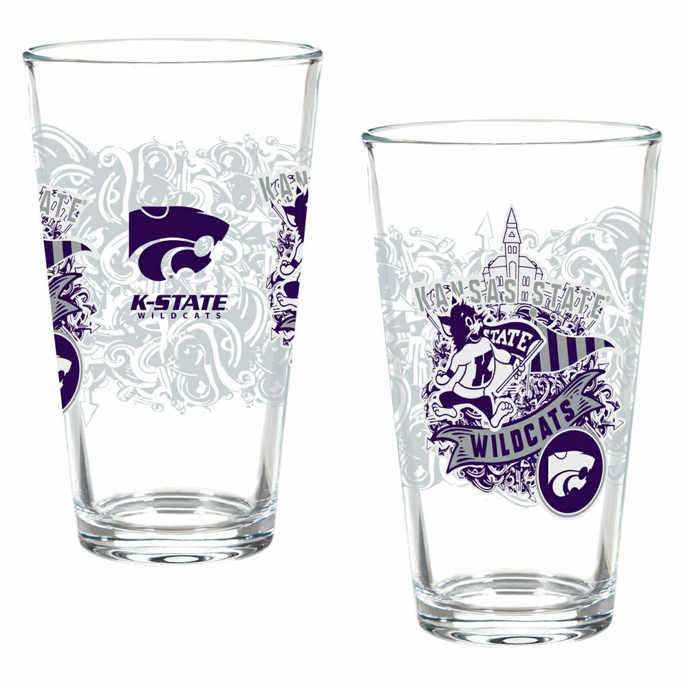 Kansas State University 16oz Glass pint, Set of 2 - Collegiate Home