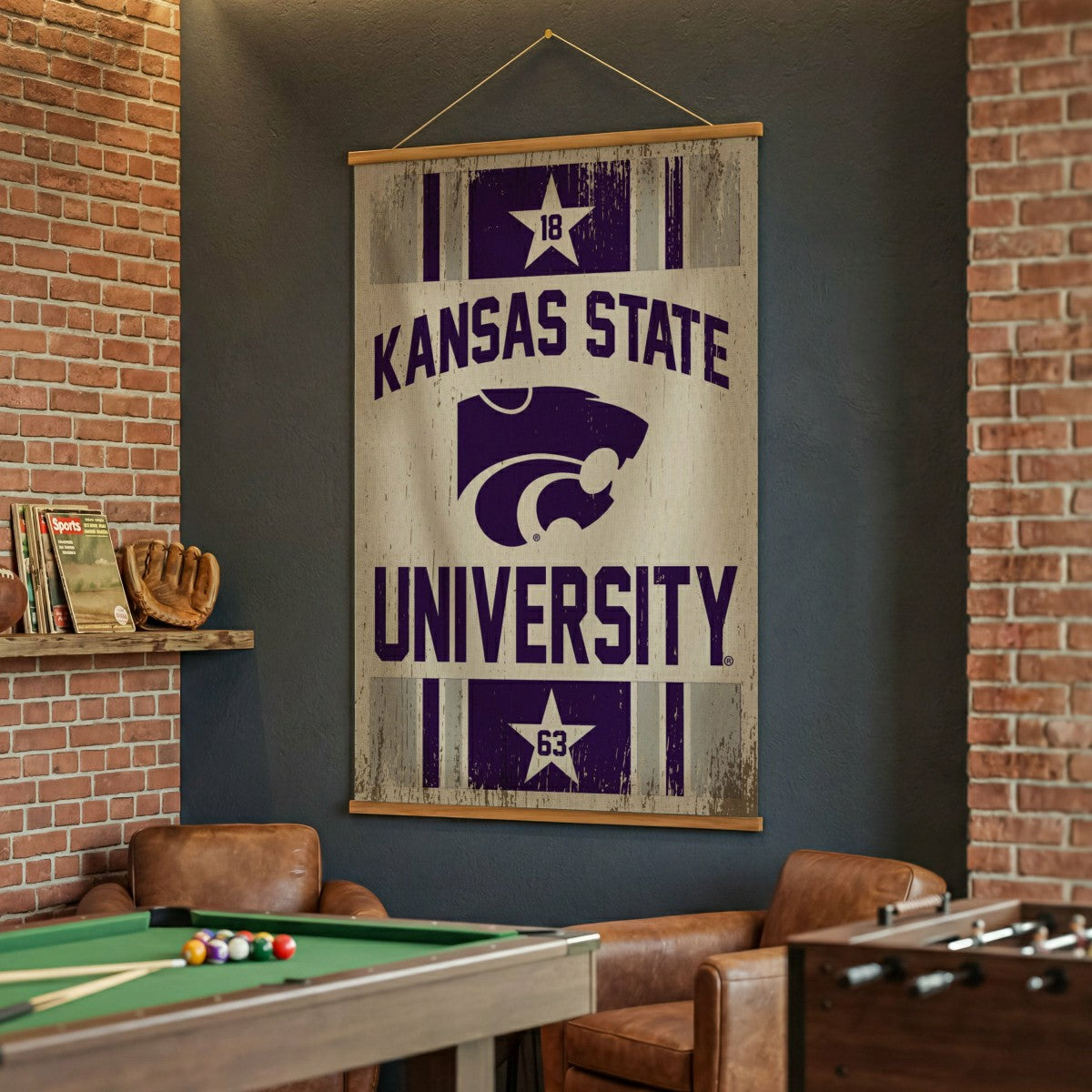 Kansas State University, Canvas Wall Tapestry, Large, 54x36 - Collegiate Home